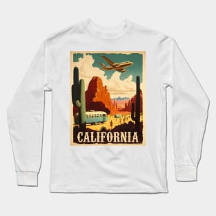 California Desert Vintage Travel Art Poster Long Sleeve T-Shirt